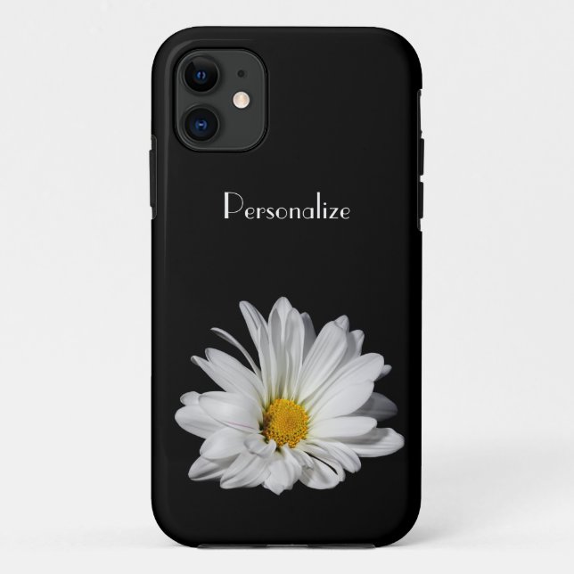 Coques Case-Mate iPhone Fleur élégante de marguerite blanche avec le nom (Dos)