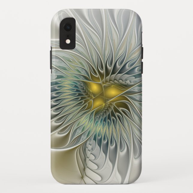 Coques Case-Mate iPhone Fleur Fantastique Argent Doré Art Fractal Abstrait (Dos)