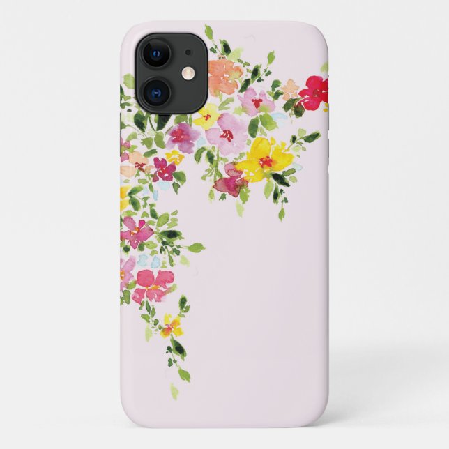 Coques Case-Mate iPhone Fleur florale d'aquarelle rose pâle (Dos)
