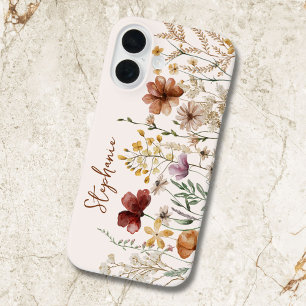 Coque Pour iPhone 16 Fleur Florale Jolie Wildflower Aquarelle Monogramm
