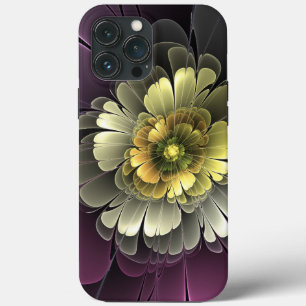 Case-Mate iPhone Case Fleur fractale abstraite moderne gris pourpre kaki
