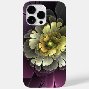 Coque Pour Pour iPhone 14 Pro Max Fleur fractale grise et pourpre moderne abstraite