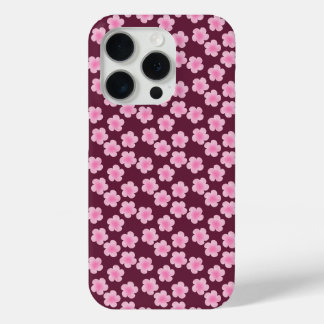 Coque iPhone 15 Pro Fleur Frangipani rose Motif sans couture