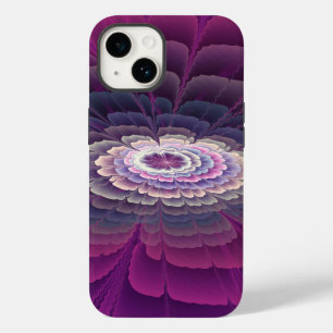 Coque Pour iPhone 14 Fleur frappante abstraite fractale couleur rose
