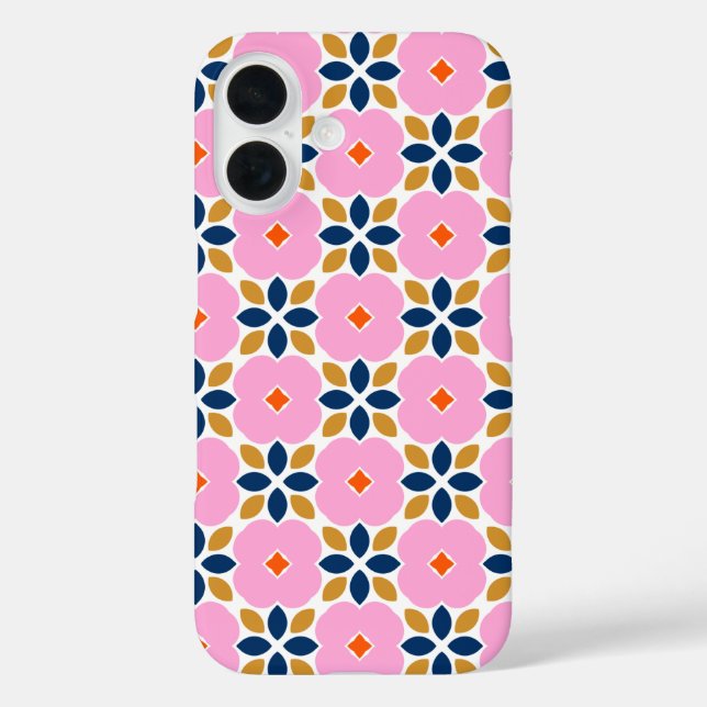Coques Case-Mate iPhone Fleur géométrique rose (Verso)