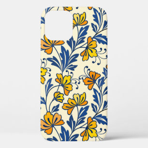 Case-Mate iPhone Case Fleur jaune et feuille bleue design sans soudure
