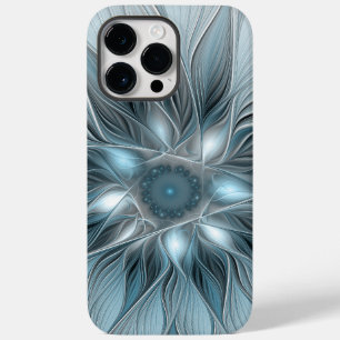 Coque Pour Pour iPhone 14 Pro Max Fleur joyeuse abstraite fleur bleue grise fractale
