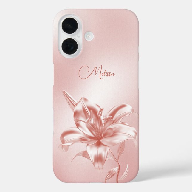 Coques Case-Mate iPhone Fleur Lily 3D Métallurgique (Verso)