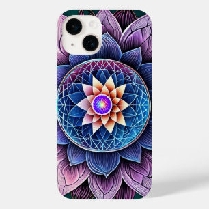 Coque Pour iPhone 14 Fleur Lotus Géométrie Sacrée Throat Chakra Reiki