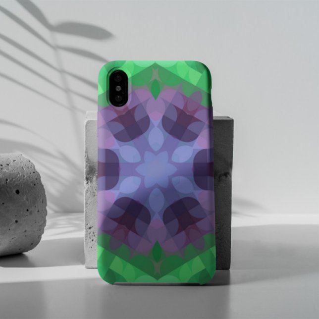 Coques Case-Mate iPhone Fleur Mandala rétro violet et vert (Créateur téléchargé)