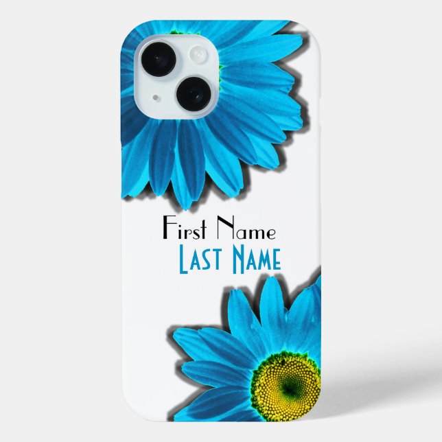 Coques Case-Mate iPhone Fleur marguerite avec pétales bleus (Verso)