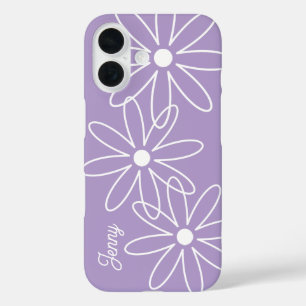 Coque Pour iPhone 16 Fleur marguerite fleurie moderne lavande violet