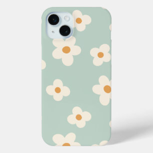 Coque iPhone 15 Mini Fleur marguerite vert motif couleurs pastel
