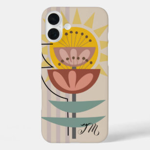 Coques iPhone 16 Plus Fleur moderne et texte personnalisé