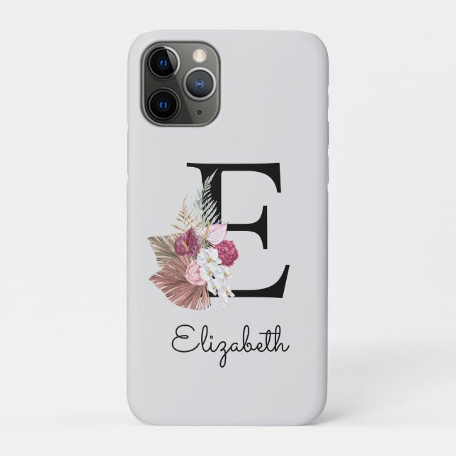 Coques Case-Mate iPhone Fleur moderne rose E Initiale (Dos)