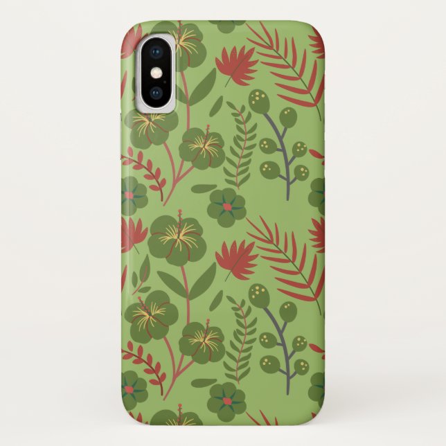 Coques Case-Mate iPhone Fleur motif, branche, feuille fleurie verte sans s (Dos)