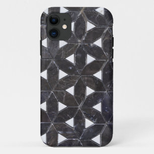 Coques Pour iPhone Fleur motif de la vie en mosaïque gris charbon