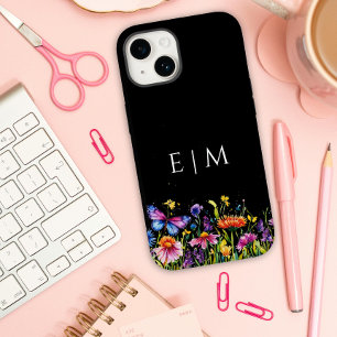 Coque Pour iPhone 14 Fleur noire de papillon mignon