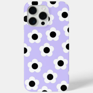 Coque iPhone 15 Pro Max Fleur noire et blanche mignonne avec Arrière - pla