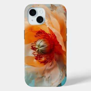Coque Pour iPhone 15 Fleur orange délicate