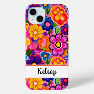 Coque iPhone 15 Mini Fleur personnalisée rétro cool