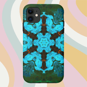 Case-Mate iPhone Case Fleur psychédélique hippie bleu et vert