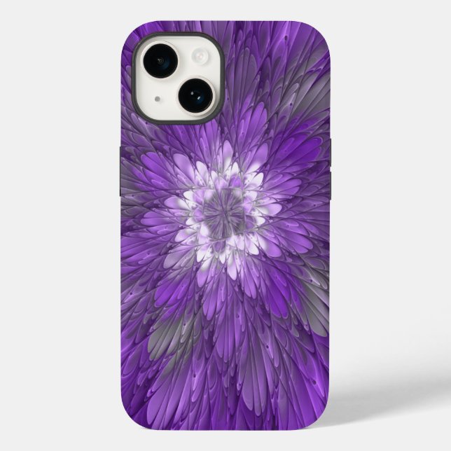 Coques Case-Mate iPhone Fleur psychédélique violette Abstraite Fractal Art (Verso)