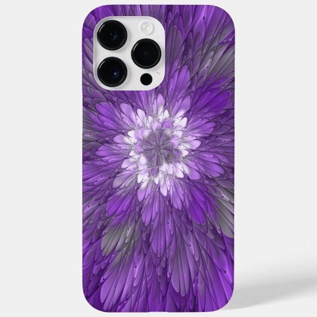 Coques Case-Mate iPhone Fleur psychédélique violette Abstraite Fractal Art (Verso)