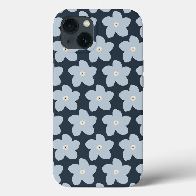 Coques Case-Mate iPhone Fleur Rétro Bleu Clair Et Navy (Verso)