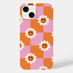 Coque Pour iPhone 14 "Fleur rétro - Un À damiers coup sur le bonheur"