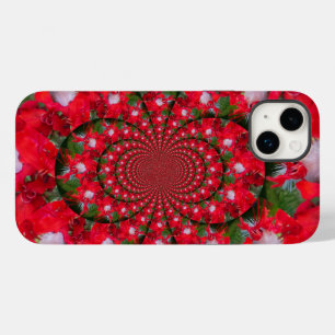 Coque Pour iPhone 14 Plus Fleur Rouge Naturelle Blanc Plumes kaléidoscope ar