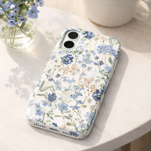 Coque Pour iPhone 16 Fleur sauvage aquarelle bleue