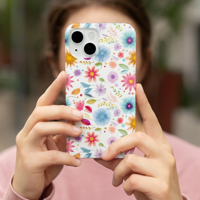 Coques Case-Mate iPhone Fleur sauvage boho bleu violet rose (Créateur téléchargé)