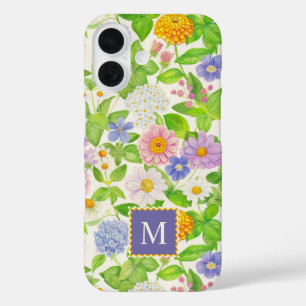 Coque Pour iPhone 16 Fleur sauvage coloré motif floral Monogramme