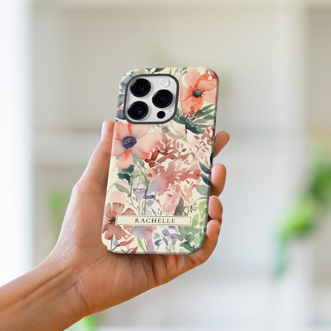 Coques Case-Mate iPhone Fleur sauvage d'aquarelle florale personnalisé (Créateur téléchargé)