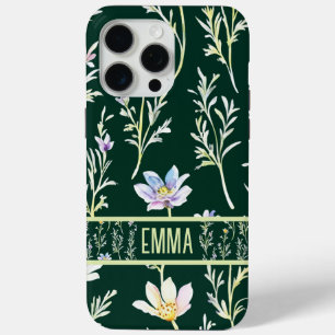 Coque iPhone 15 Pro Max Fleur sauvage d'aquarelle personnalisé