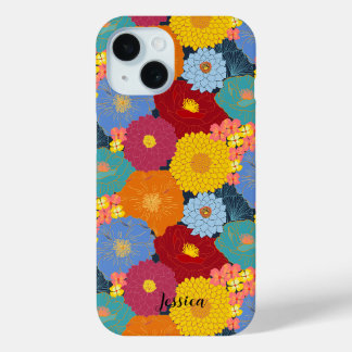 Coque Pour iPhone 15 Fleur sauvage personnalisé, magnifique et dynamiqu