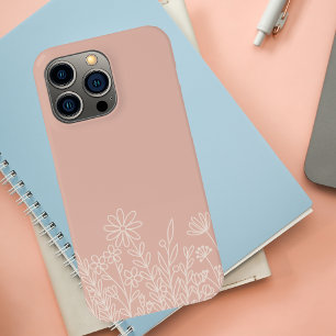 Coque iPhone 15 Pro Max Fleur sauvage rétro rose pâle