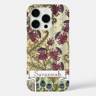 iPhone 16 Pro Case Fleur sauvage violet chardon tendance typographie