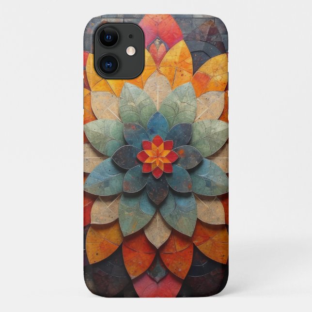Coques Case-Mate iPhone Fleur texturée Mandala Art (Dos)
