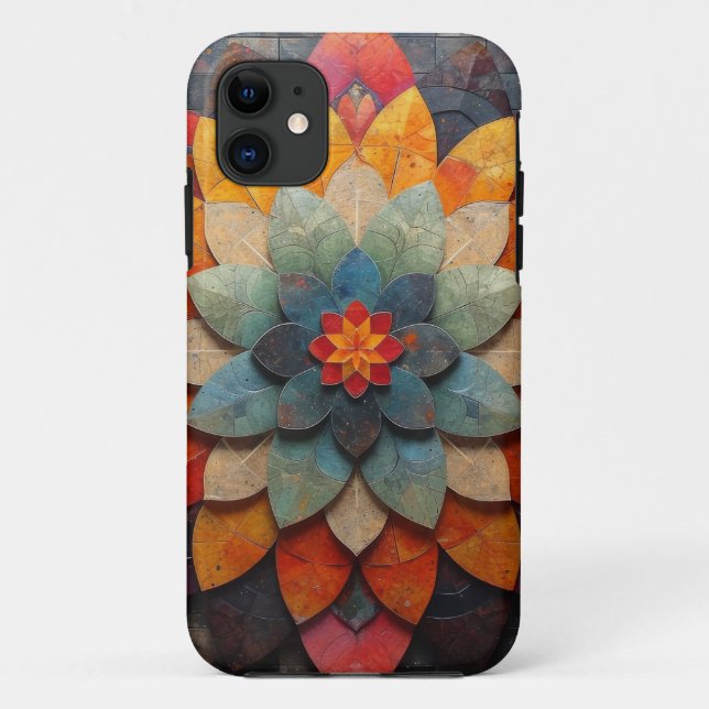 Coques Case-Mate iPhone Fleur texturée Mandala Art (Dos)