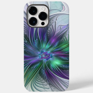 Coque Pour Pour iPhone 14 Pro Max Fleur vert violet Art Abstrait moderne Fractal