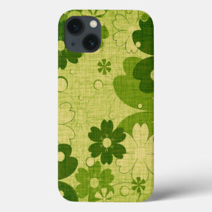 iPhone 13 Coque Fleur verte tendance Vintage