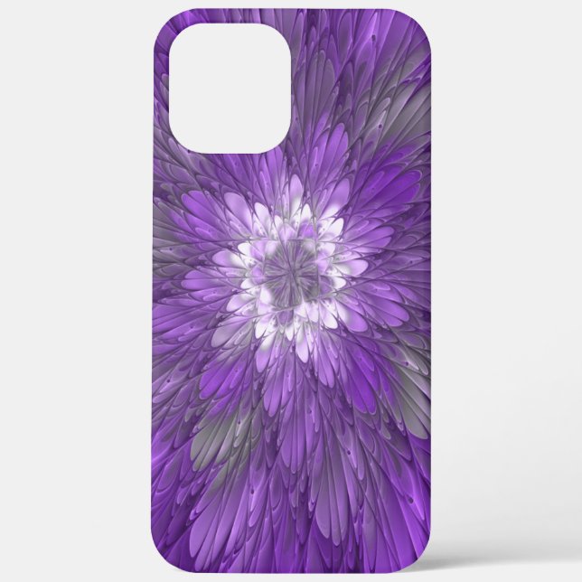 Coques Case-Mate iPhone Fleur Violette Psychedelique Art Fractal Abstrait (Verso)