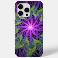 Fleuron vert violet Art Abstrait fractal moderne