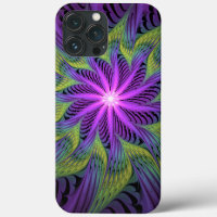 Fleuron vert violet Art Abstrait fractal moderne