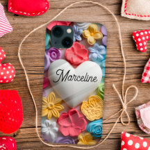 Fleurs 3D mignonnes et grand coeur blanc personnal