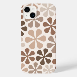Coque Pour iPhone 14 Plus Fleurs Abstraites (B) Crème Brown de Taupe