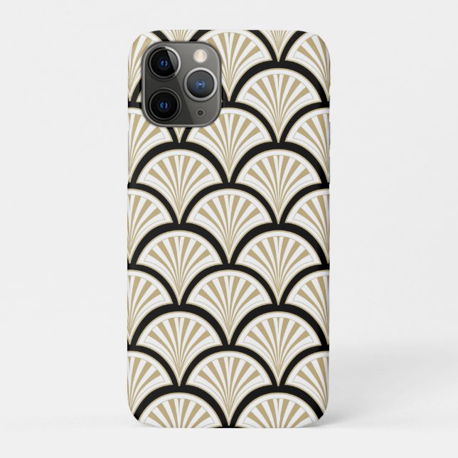 Coques Case-Mate iPhone Fleurs abstraites beiges et noires Art déco (Dos)