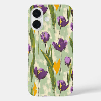 Coque Pour iPhone 16 Fleurs Abstraites de tulipes sur Arrière - plan ve